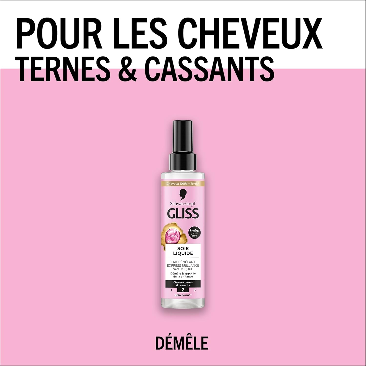 Schwarzkopf - Gliss Lait Démêlant Soie Liquide 200ml - protège et brille jusqu'à 230°C