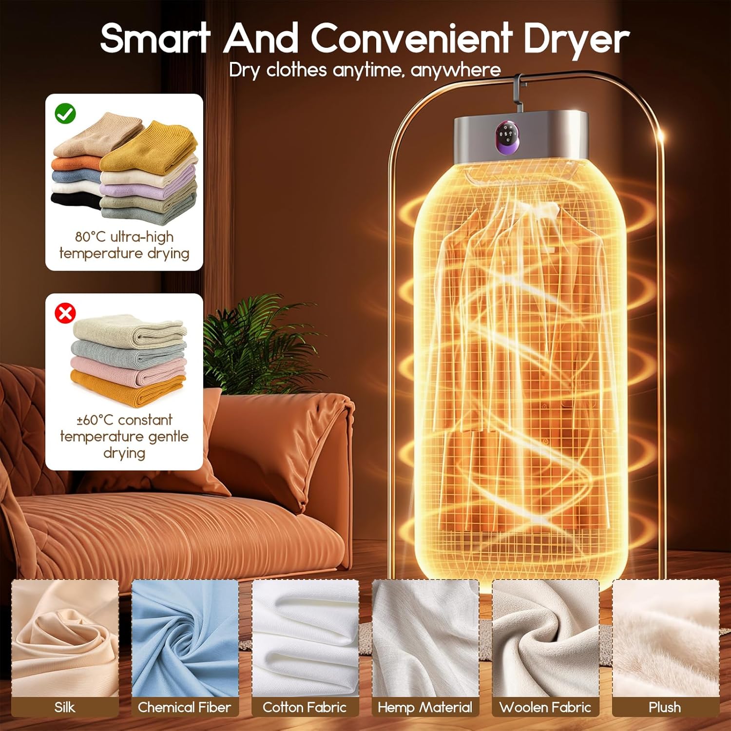 Sèche-linge mini portable - grande capacité, silencieux 16dB, 4 programmes, compact, économe - 2026