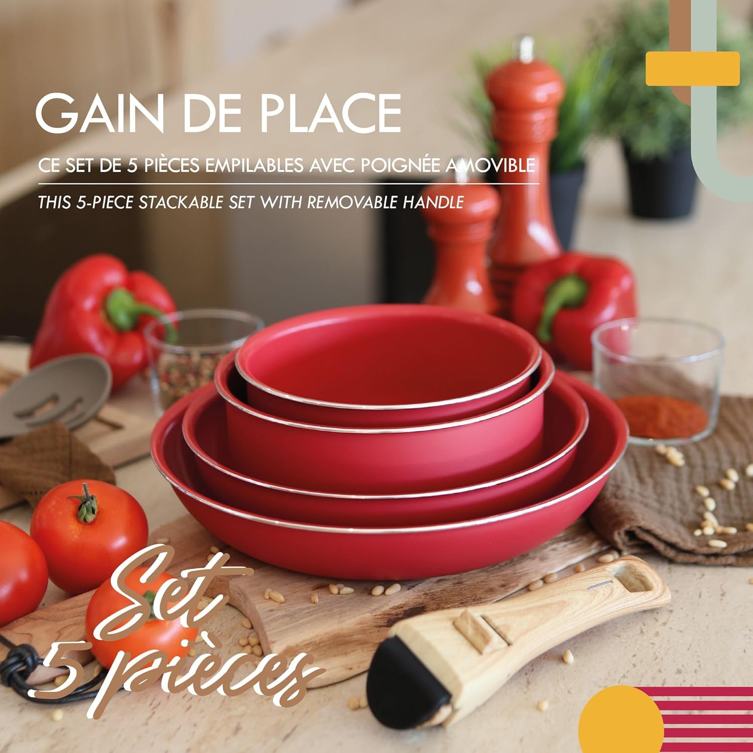 MENASTYL - Colorama - 2 poêles, 2 casseroles, poignée - céramique induction