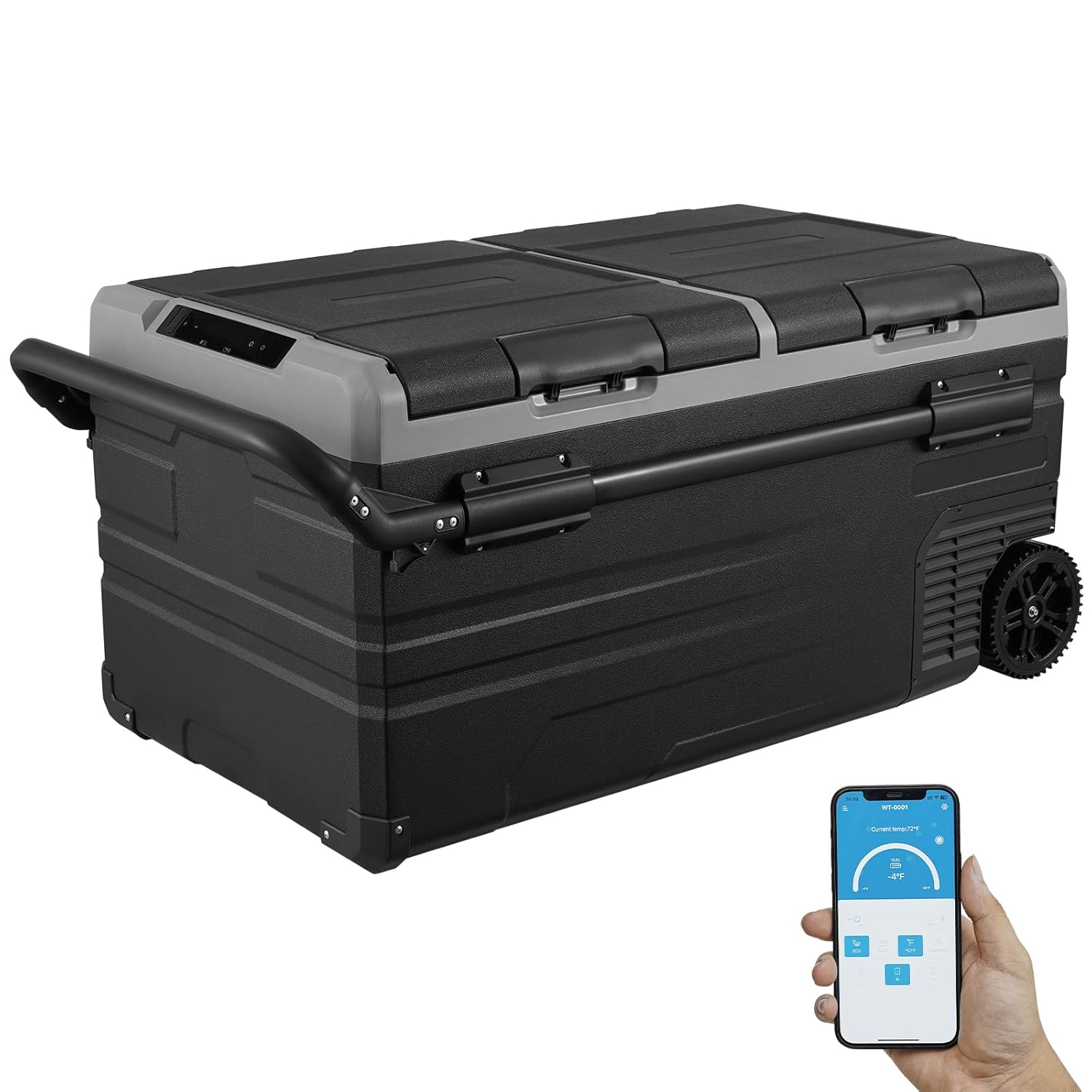 VEVOR - Glacière à compression 95L - double zone, -20 à 20°C, roues, poignée