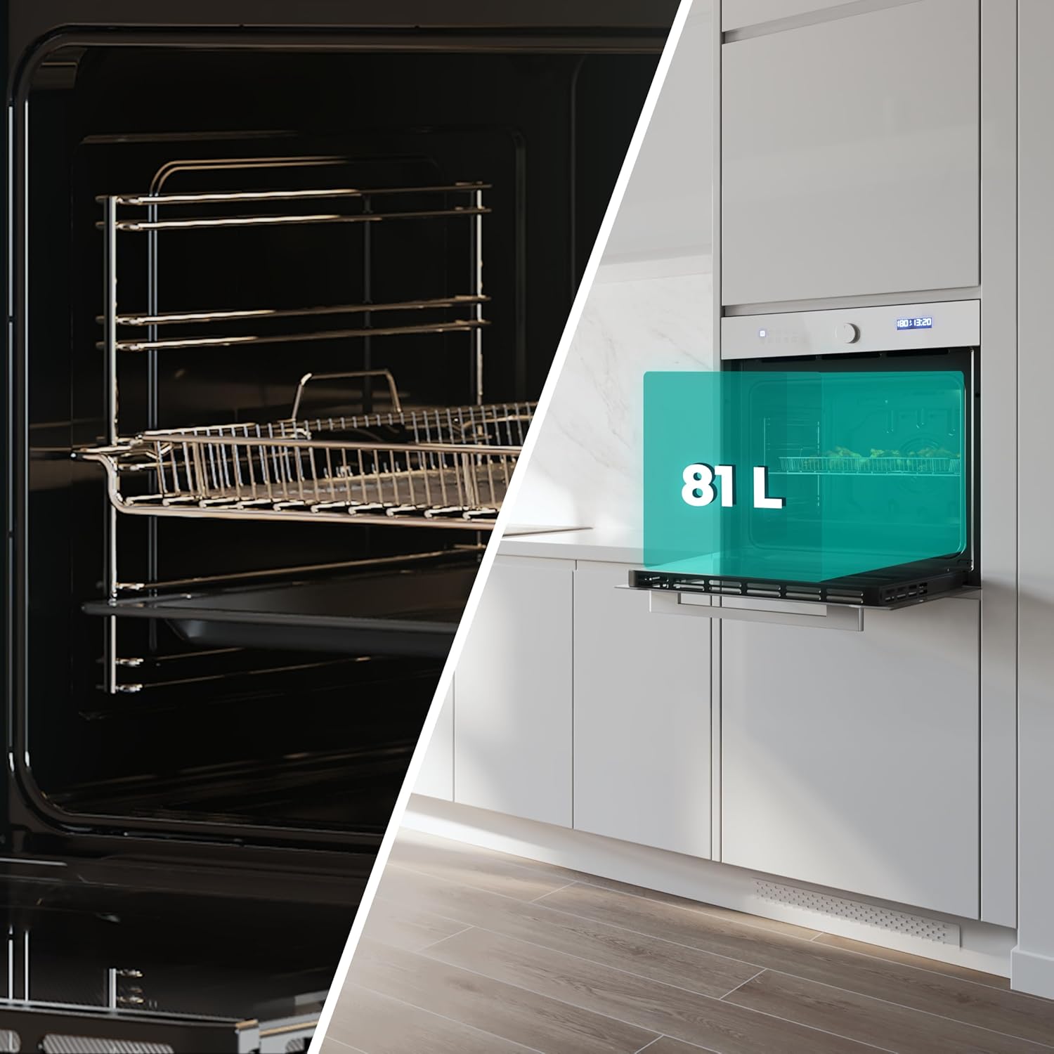 Cecotec - Four encastrable Bolero Hexa, 60 cm, 81L, Airfryer, 11 fonctions, AF316000