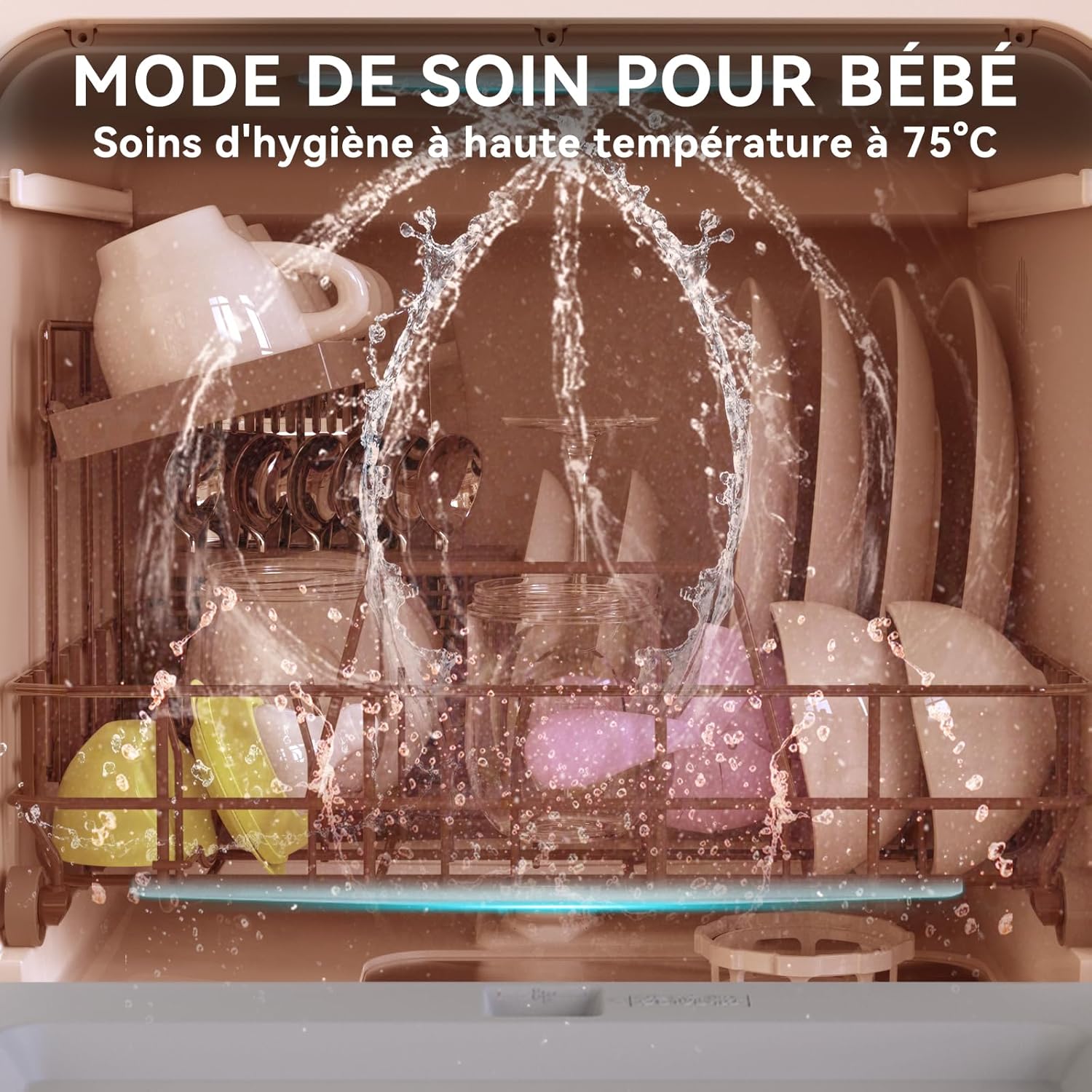 Hermitlux - Lave-vaisselle compact 5 couverts, 6 programmes, réservoir 5L, mode bébé 75°C