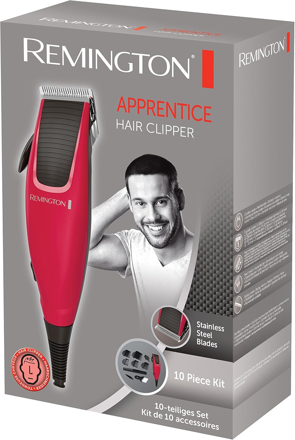 Remington - tondeuse cheveux série Apprentice - lames inox, 5 sabots, accessoires - HC5018