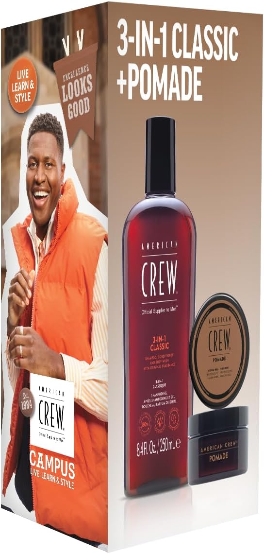 American Crew - Coffret Duo Soins Homme 250ml+50g - shampooing 3en1 et pomade coiffante