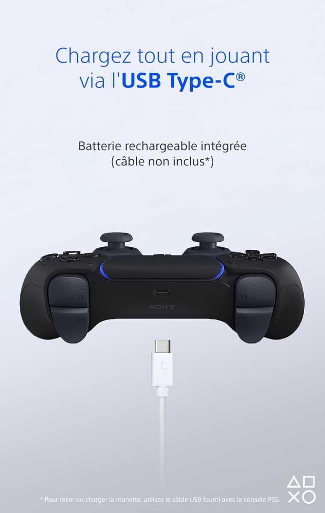 Sony - manette DualSense PS5 - sans fil, Bluetooth, rechargeable, Midnight Black