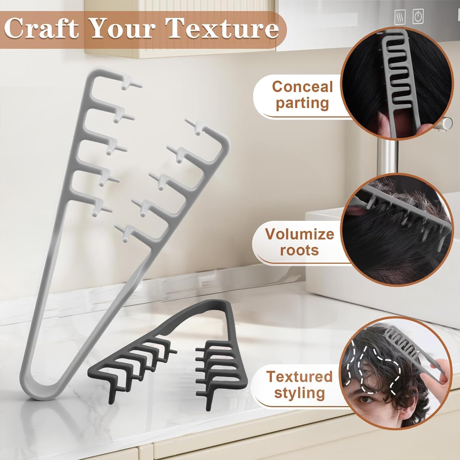 Peigne coiffant pliable homme - dents larges, volumisant racines - praticité et style