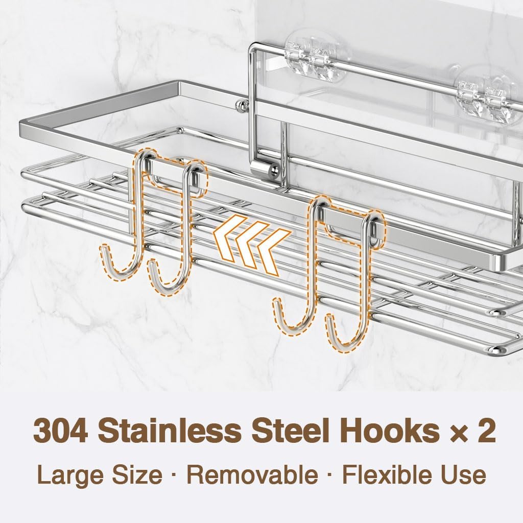 Étagères de douche inoxydable SUS304, lot de 2, résistantes, argenté