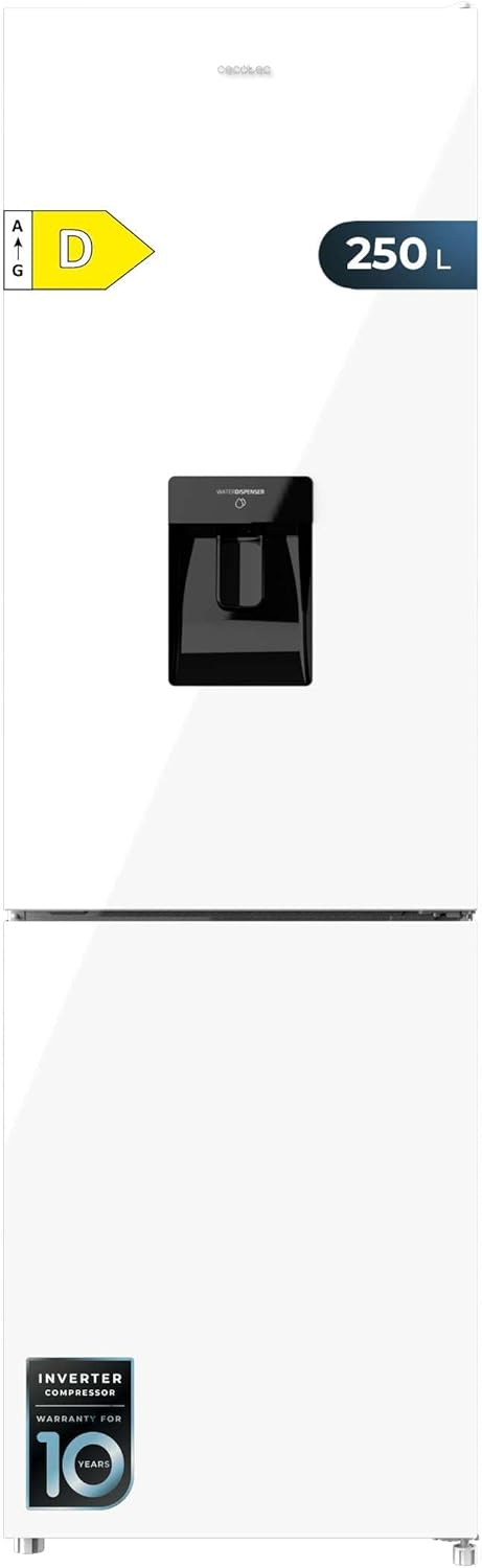 Cecotec - Bolero CoolMarket Combi 250 - Combiné 250L, No Frost, distributeur d'eau, LED, porte réversible, D. Inverter P