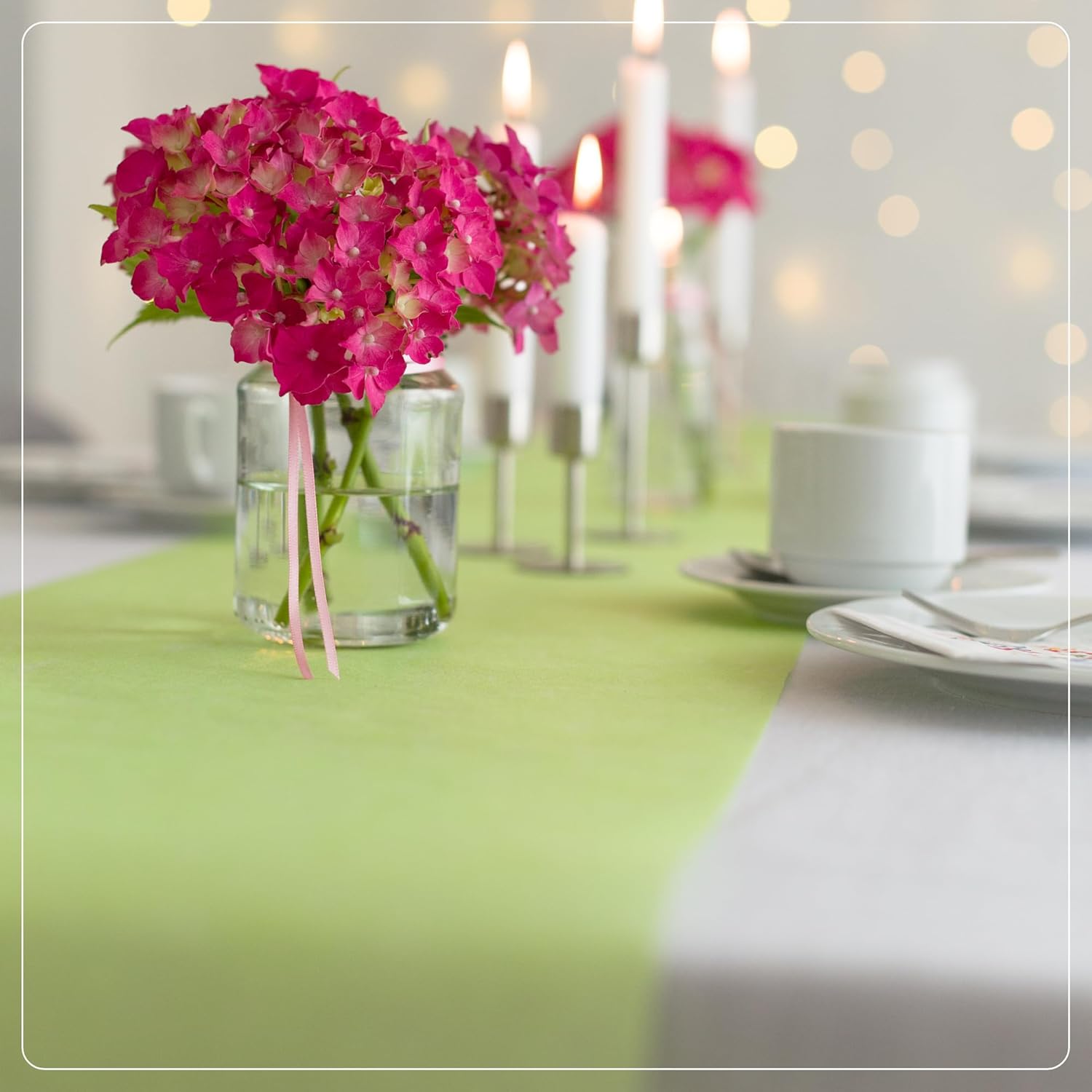 100%Mosel - chemin de table non-tissé - 30x2500cm - vert pastel, décor anniversaire, mariage