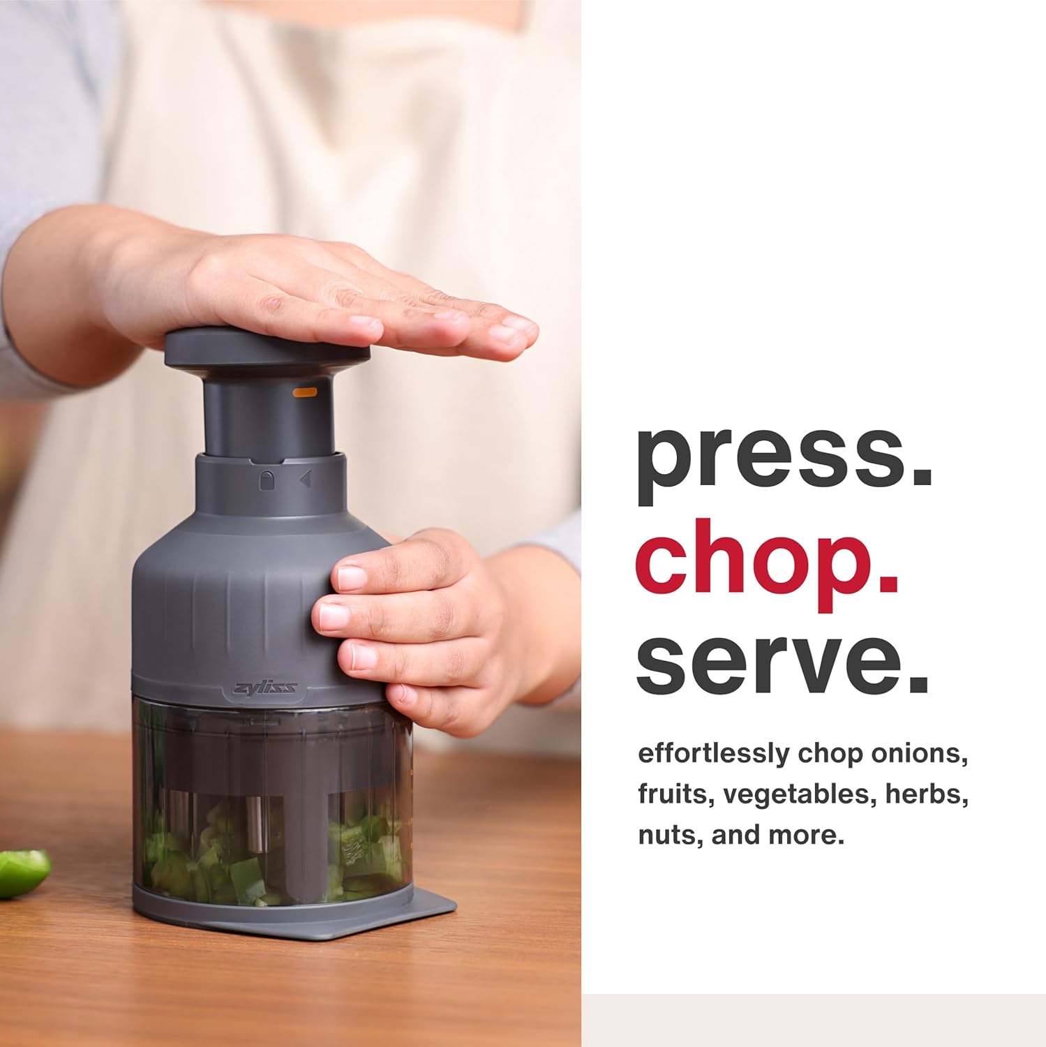 Zyliss - Zick Zick 3 - hachoir manuel inox, légumes et herbes