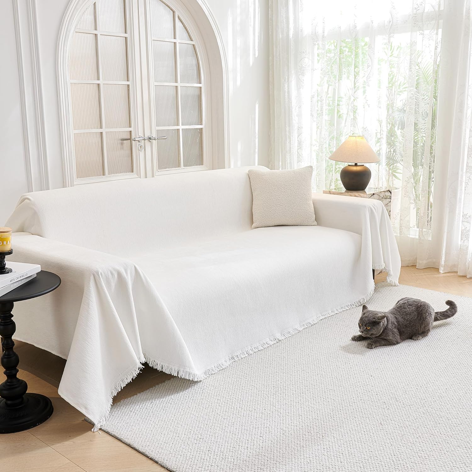 MYSKY HOME - Protection canapé animaux, blanc, 230x300cm, anti-rayures