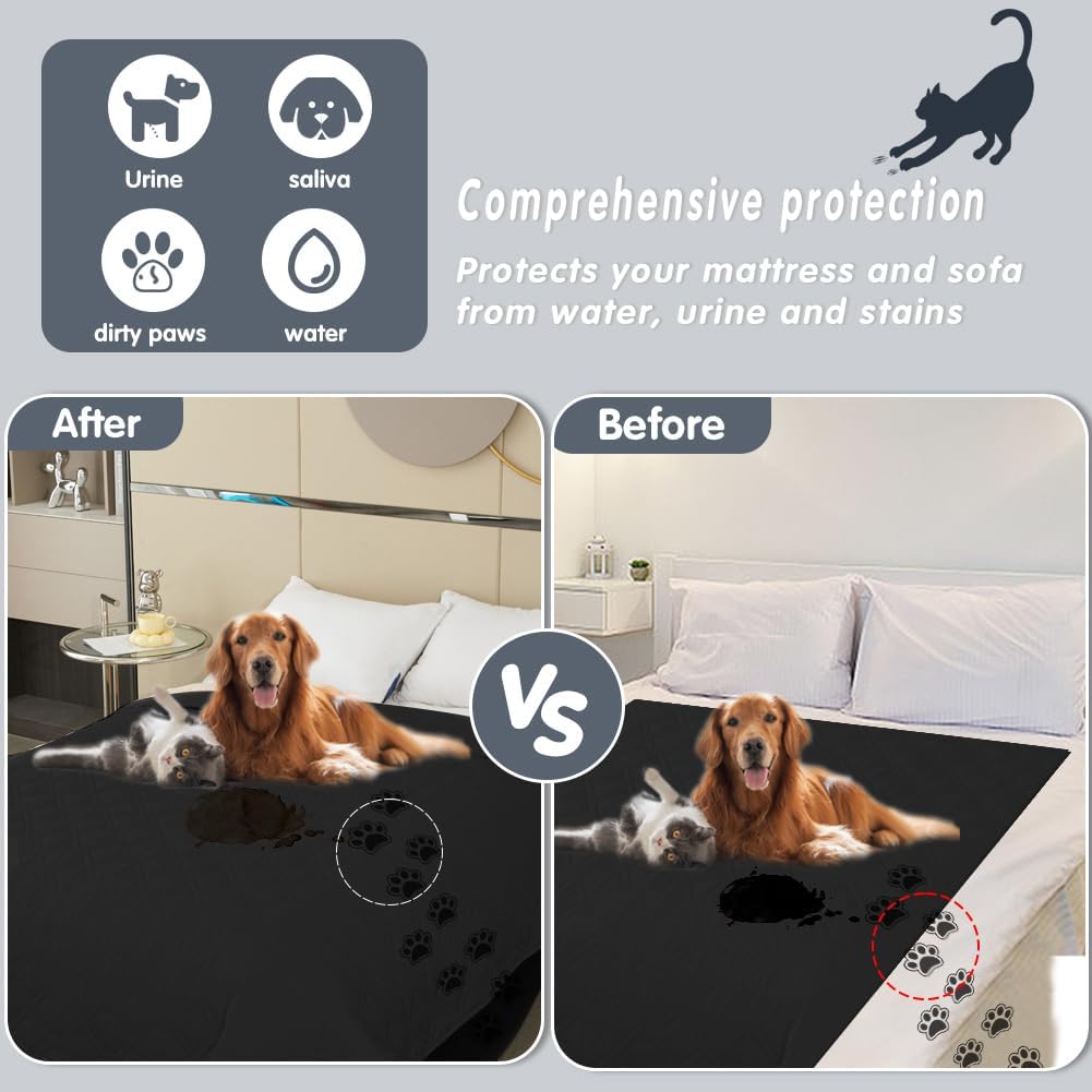 DUJUIKE - housse imperméable canapé - 208x208 cm - base antidérapante, protection chien/chat