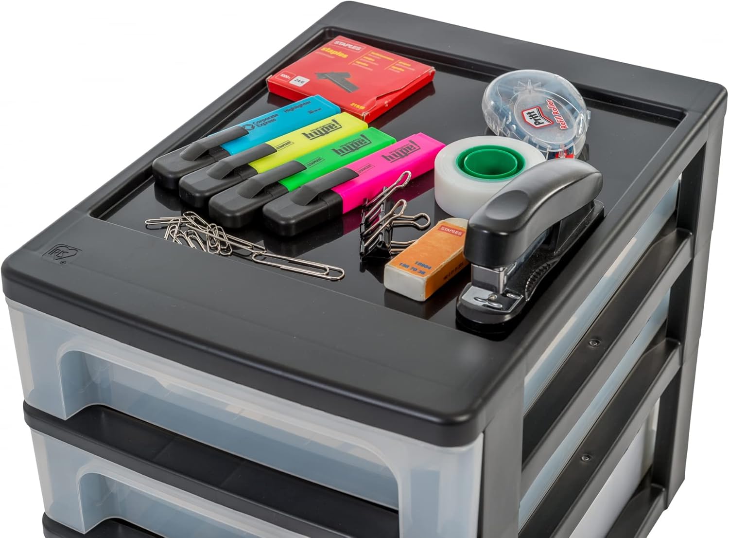 Iris Ohyama - OCH-2030 - 3 tiroirs A4 plastique noir, sans BPA