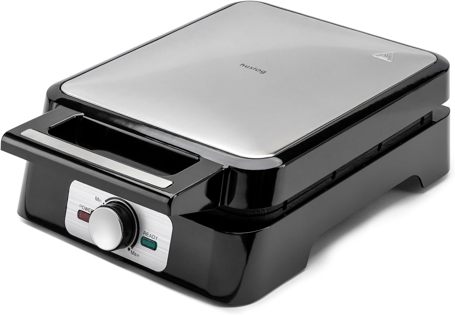 Gaufrier électrique - 4 gaufres belges, 1500W, plaques antiadhésives, température réglable, poignée Cool Touch