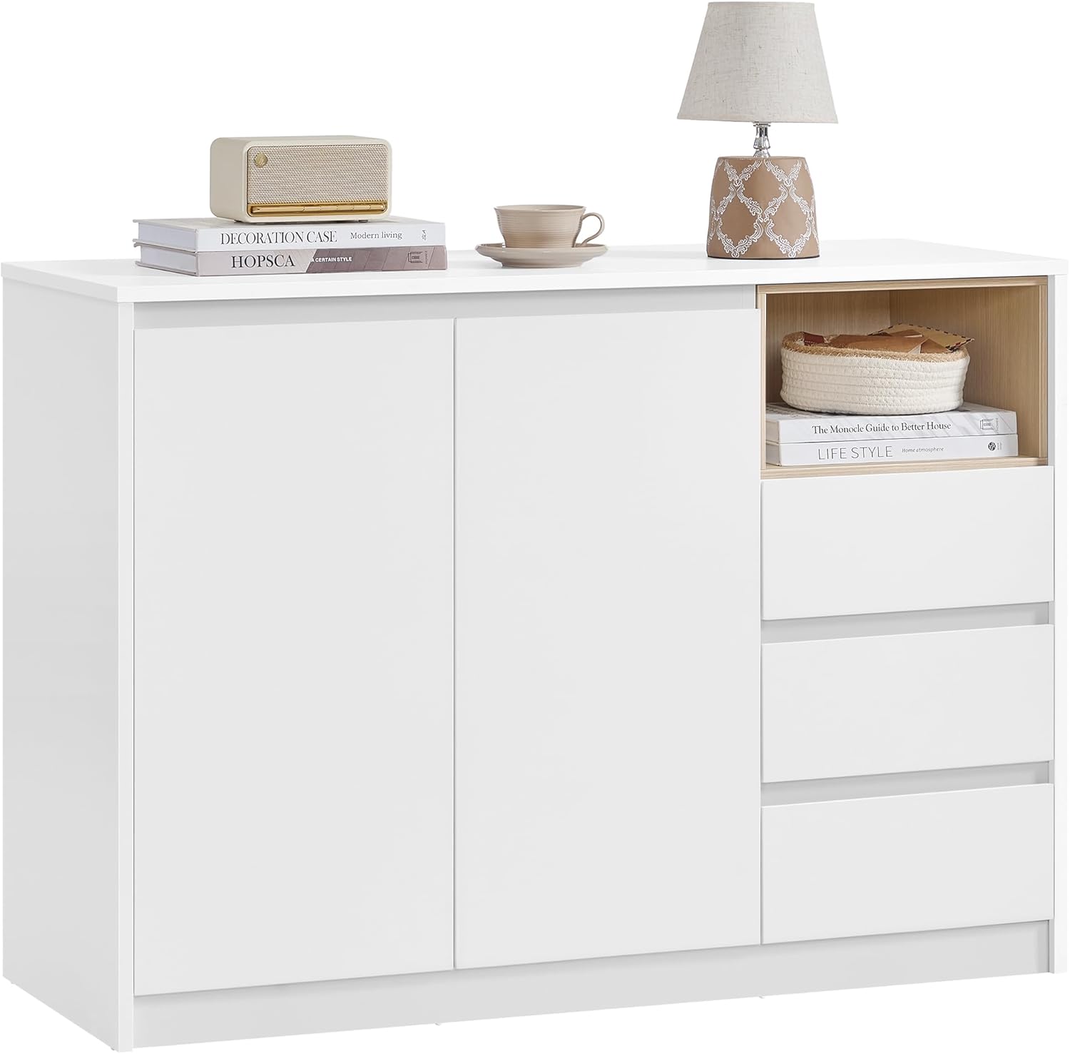 VASAGLE - Kailyn - 103,3x40x74,5 cm - buffet 3 tiroirs, étagère réglable BBK273W21V1