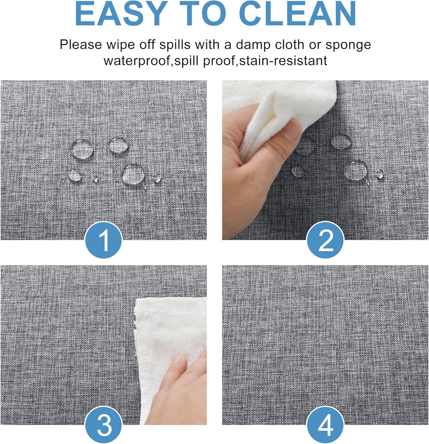 DWCN - nappe lavable rectangulaire 135x200 cm, imperméable, gris aspect lin