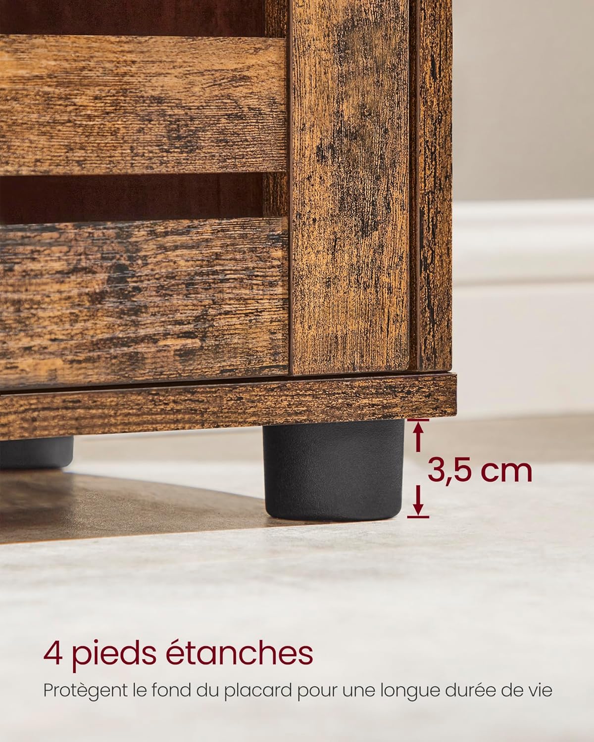 VASAGLE - meuble salle de bain haut, 3 compartiments, étagères réglables, marron rustique, BBK160X01