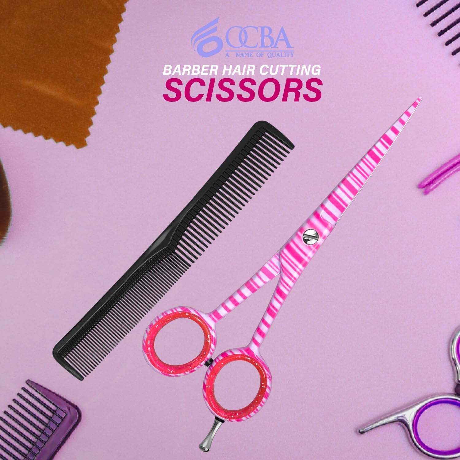 Ciseaux coiffure professionnels 6 pouces, acier inoxydable, rose