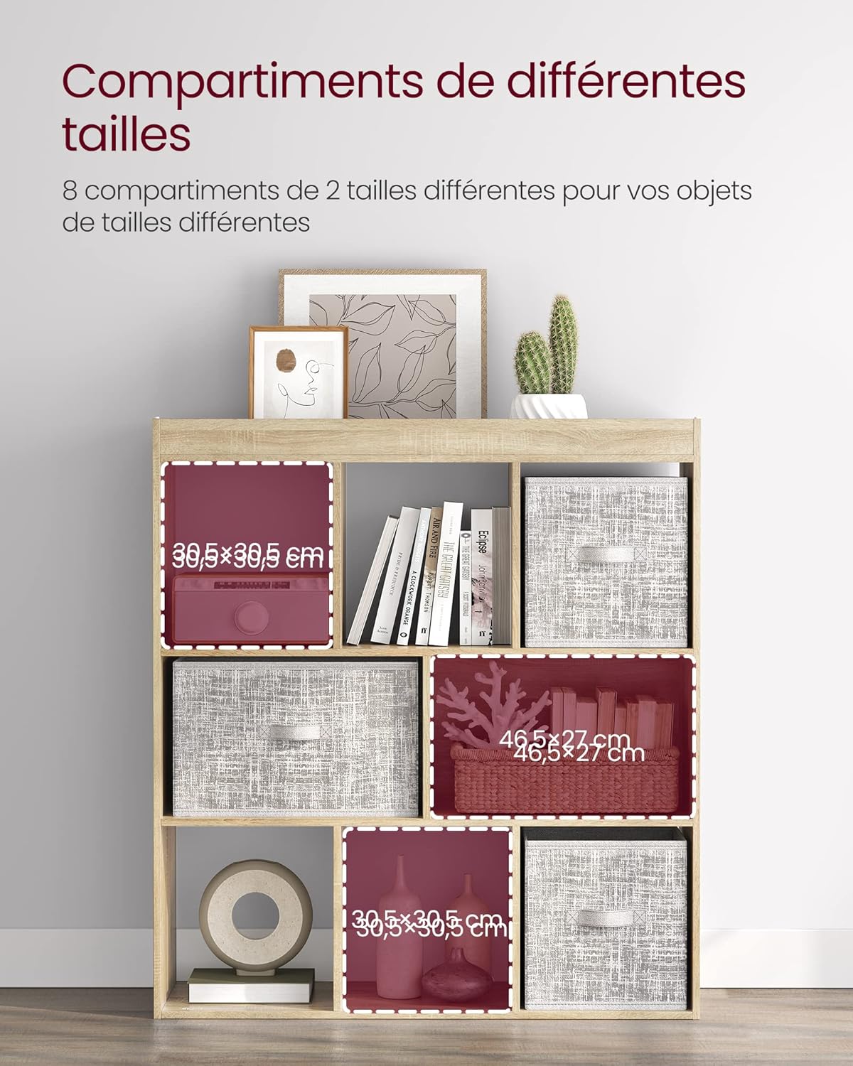 VASAGLE - bibliothèque 8 compartiments - 30x97,5x100cm - bois LBC52NL