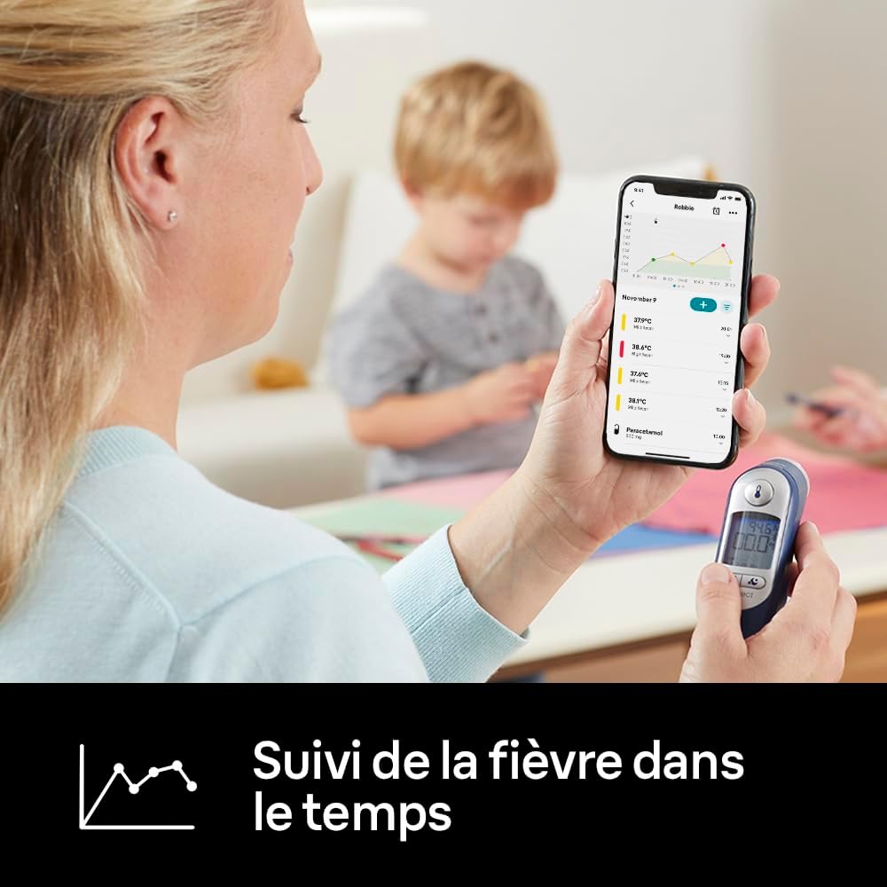 Braun - ThermoScan 7+ - thermomètre auriculaire - Age Precision, affichage code couleur, Bluetooth