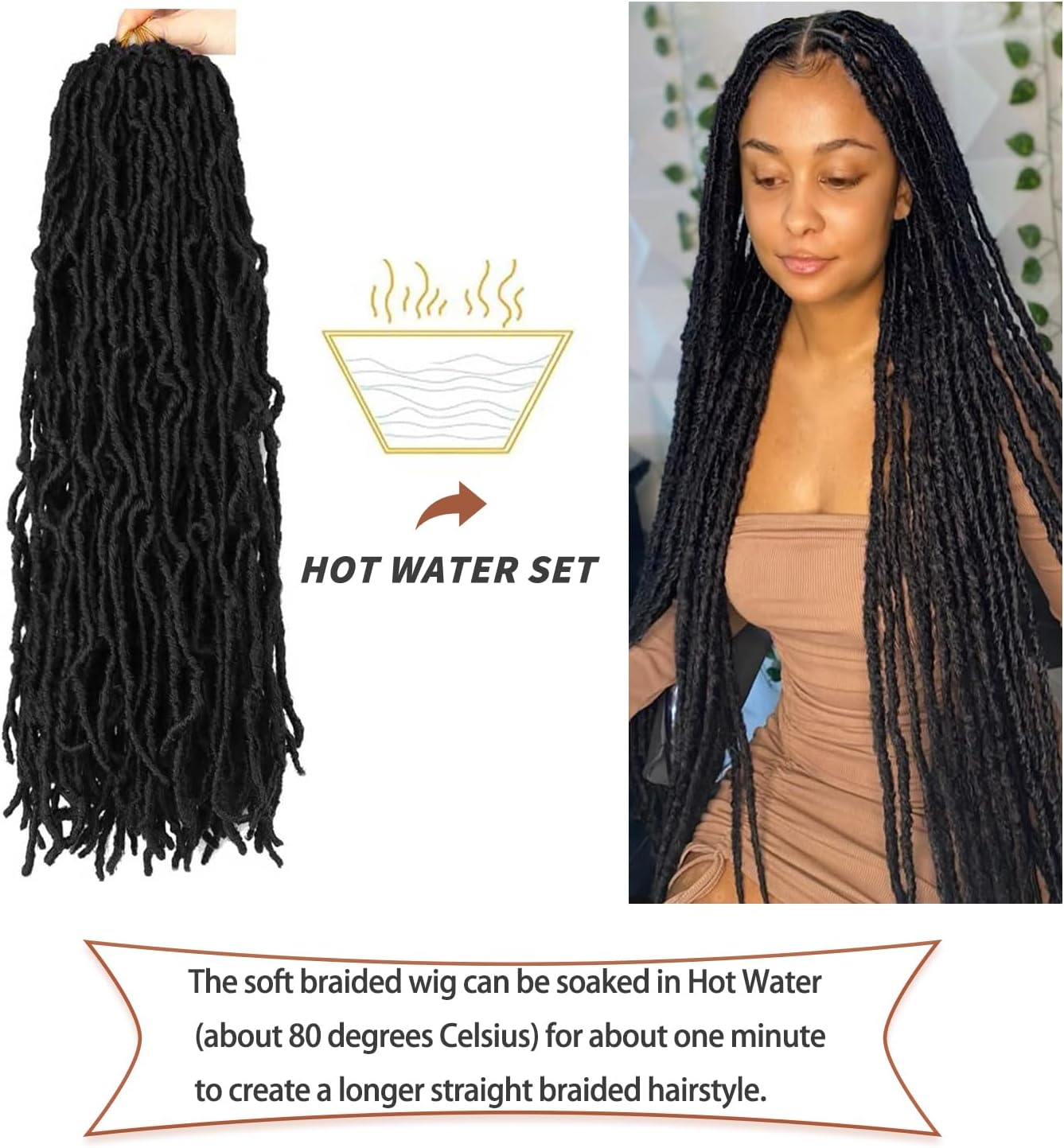 Faux Locks Crochet braids - 35,6 cm - 8 mèches souples, bouclées, naturelles