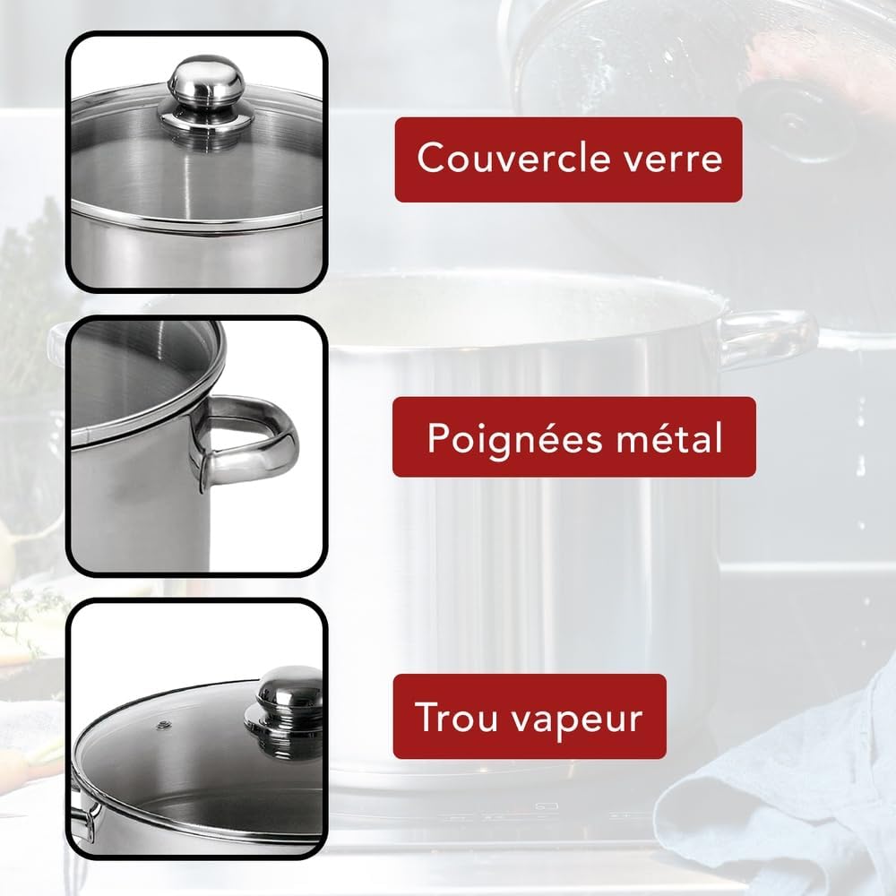 BAUMALU - Marmite Traiteur inox, ø32cm, 19L, triple fond, induction