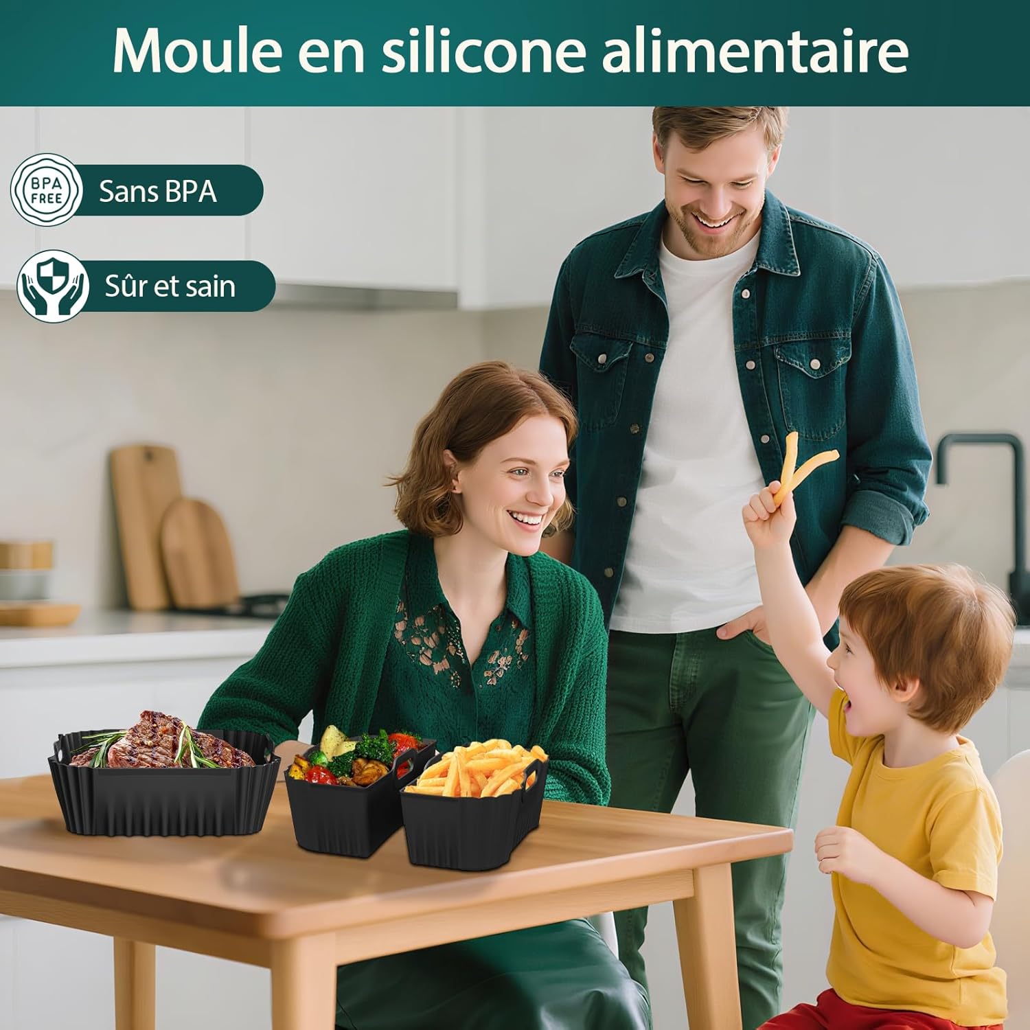 Moule silicone air fryer - série 2000 - 6.2L - lot de 3 réutilisables - NA230