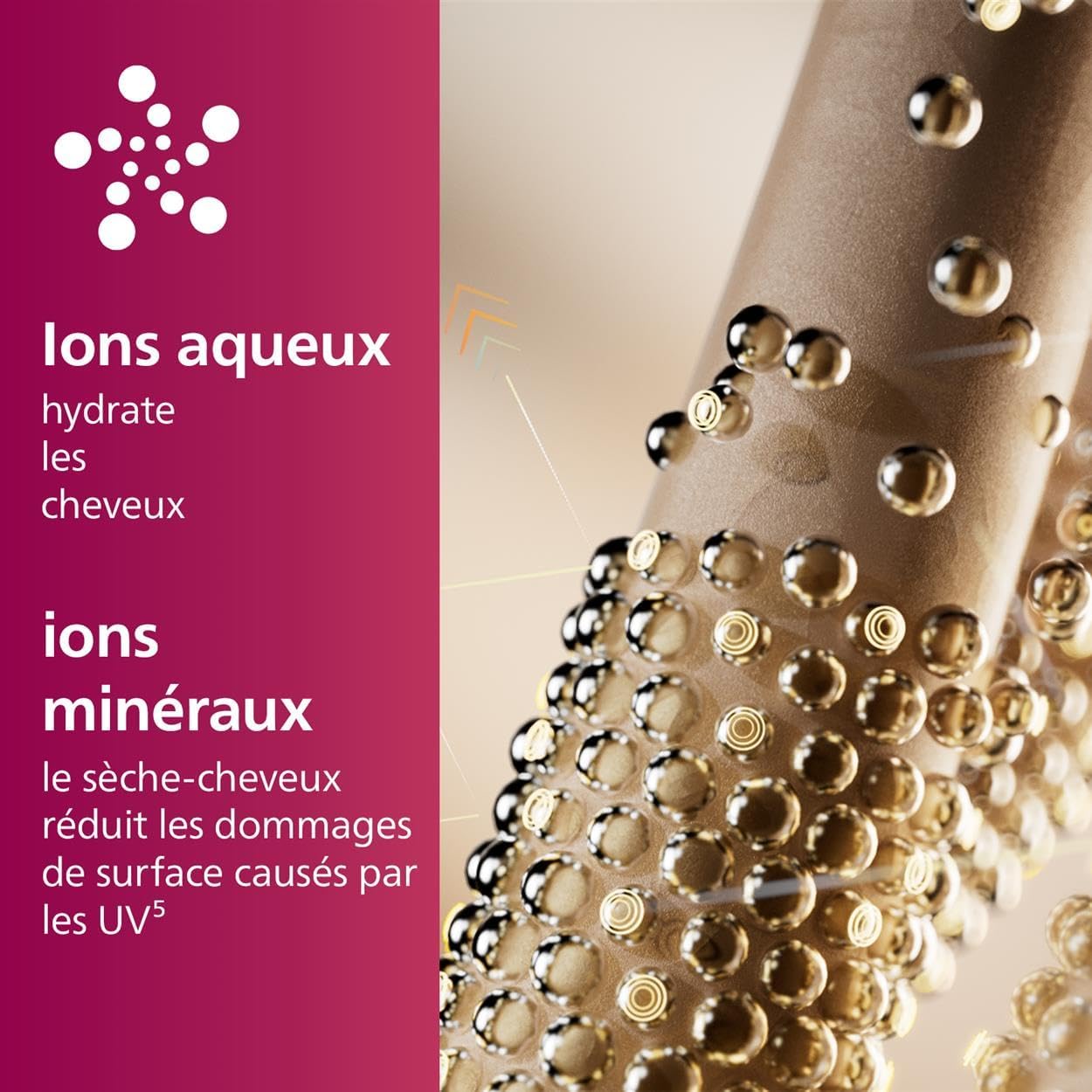 Philips - Sèche-cheveux Série 7000 - technologie ThermoShield, ions minéraux, embouts concentrateur et diffuseur - BHD71