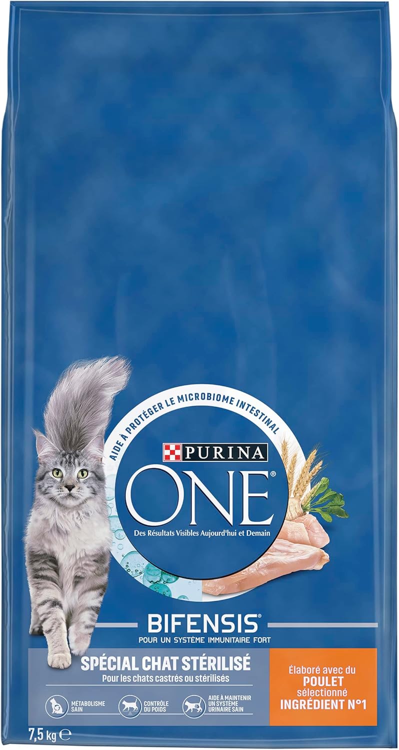 Purina One - Bifensis Adulte Stérilisé - 7,5 kg - Poulet, système immunitaire, microbiome, urinaire sain