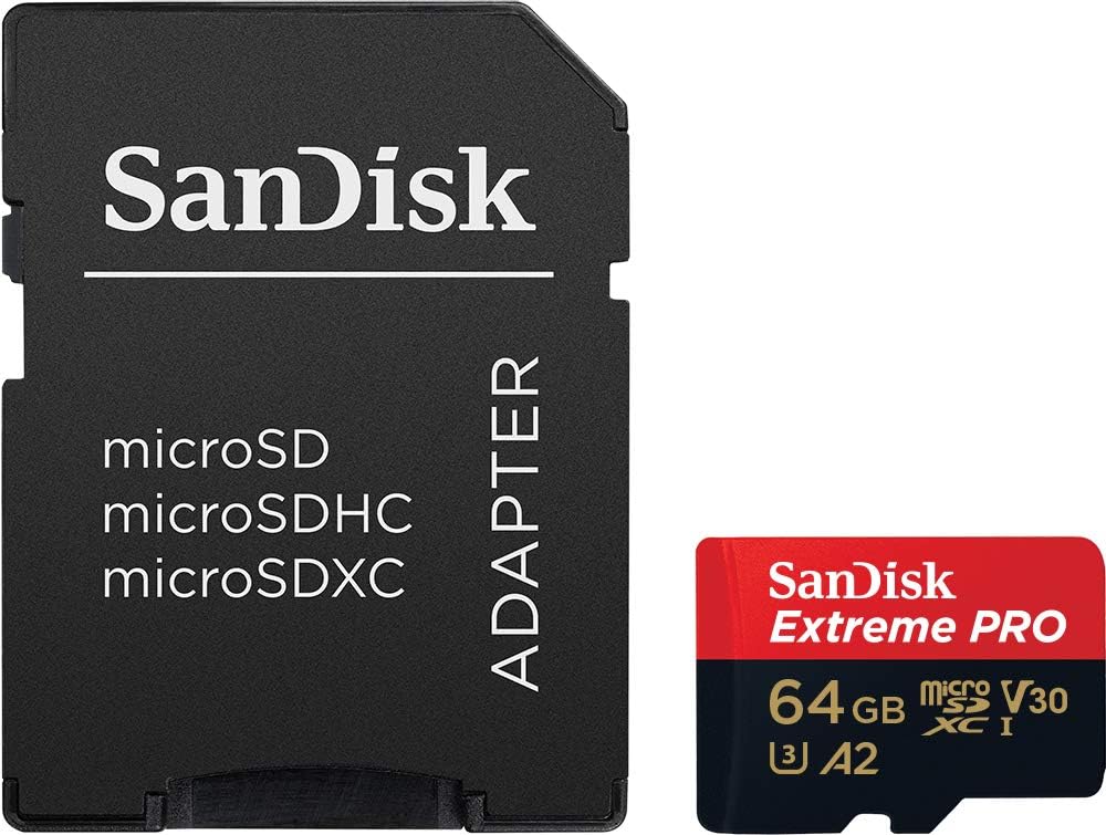 SanDisk - Extreme PRO 64 Go - microSDXC + adaptateur, A2 UHS-I, 200 Mo/s V30