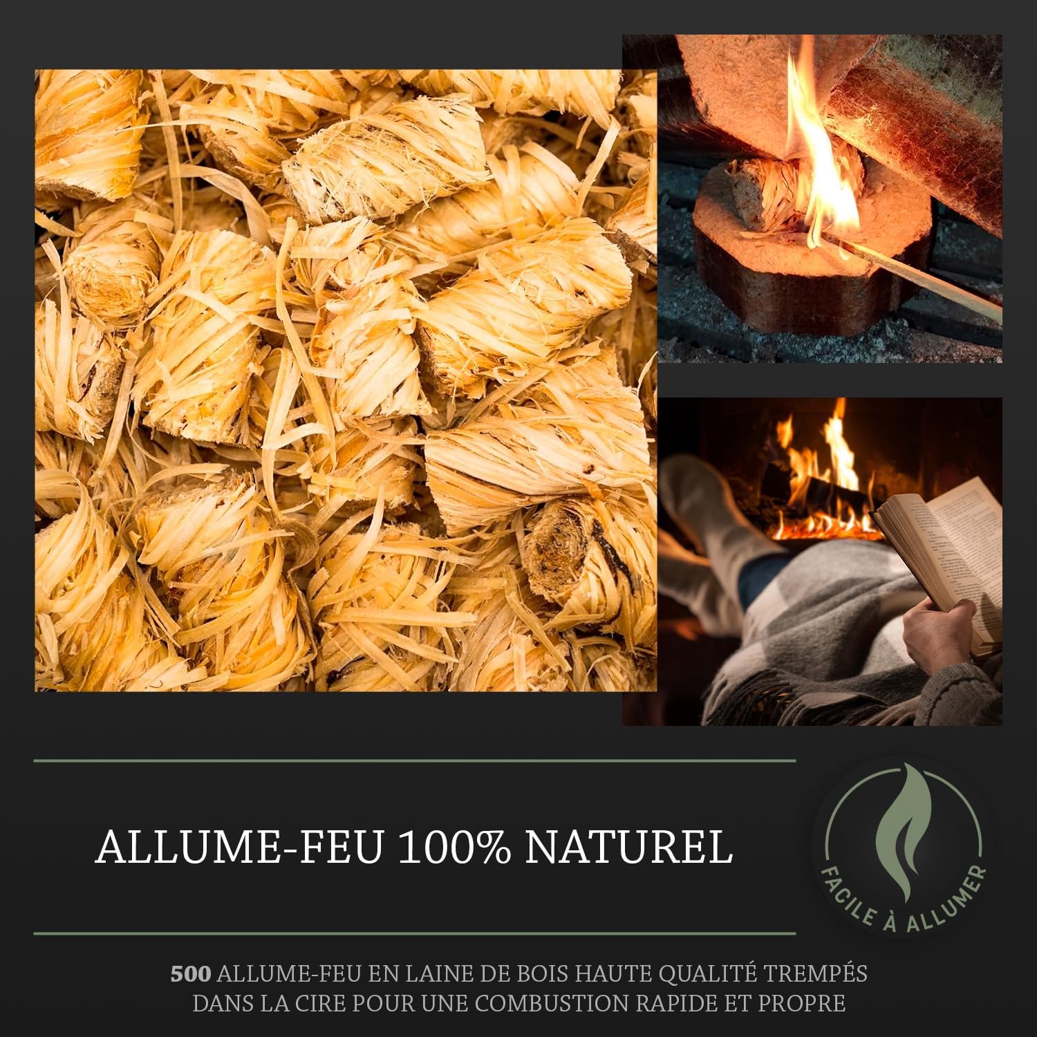 Log Barn - Allume-feu Naturel - boîte 500 - écologique, allumage rapide