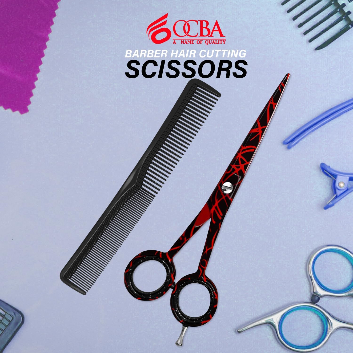 Ciseaux coiffure - acier inoxydable - 6 pouces - professionnels pour hommes et femmes, finition noire feu