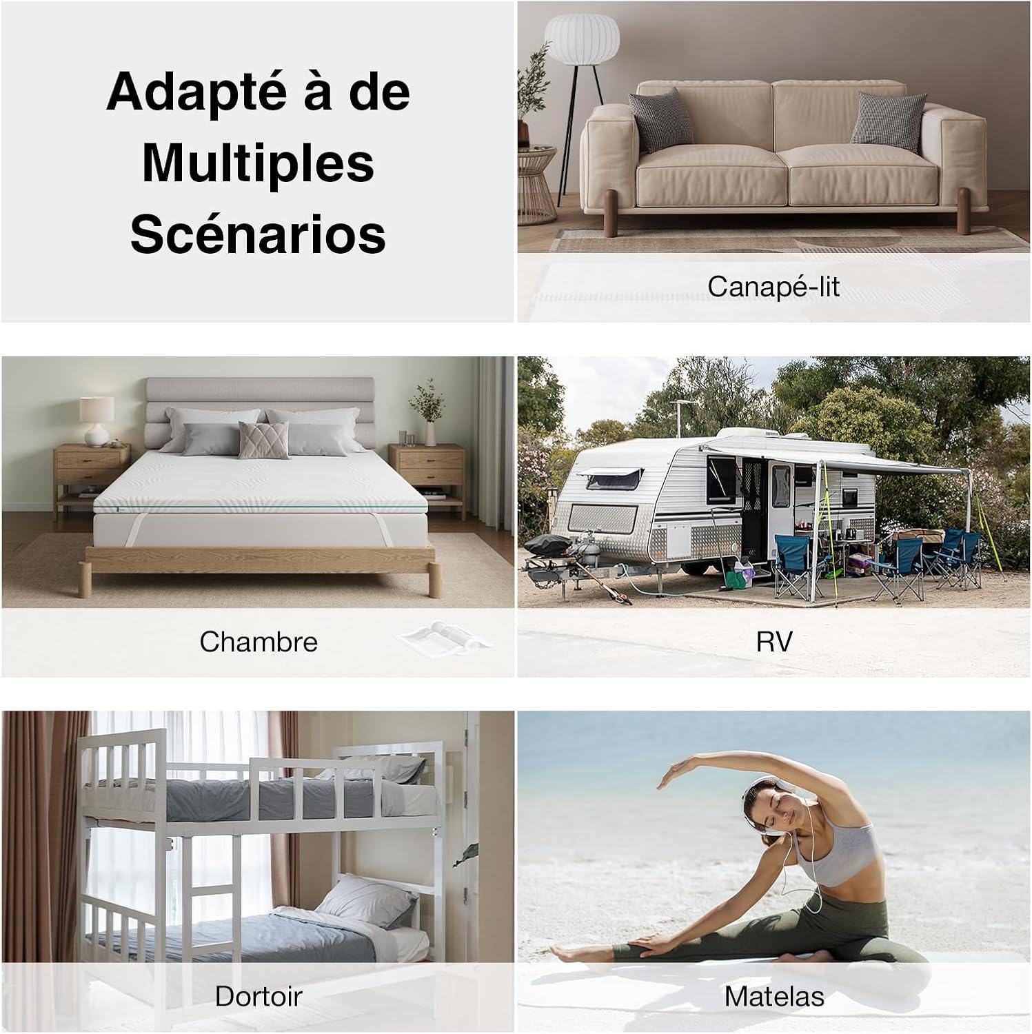 Novilla - Surmatelas Premium - 90x190 cm - Mémoire de forme, housse lavable, antidérapant, sangles élastiques