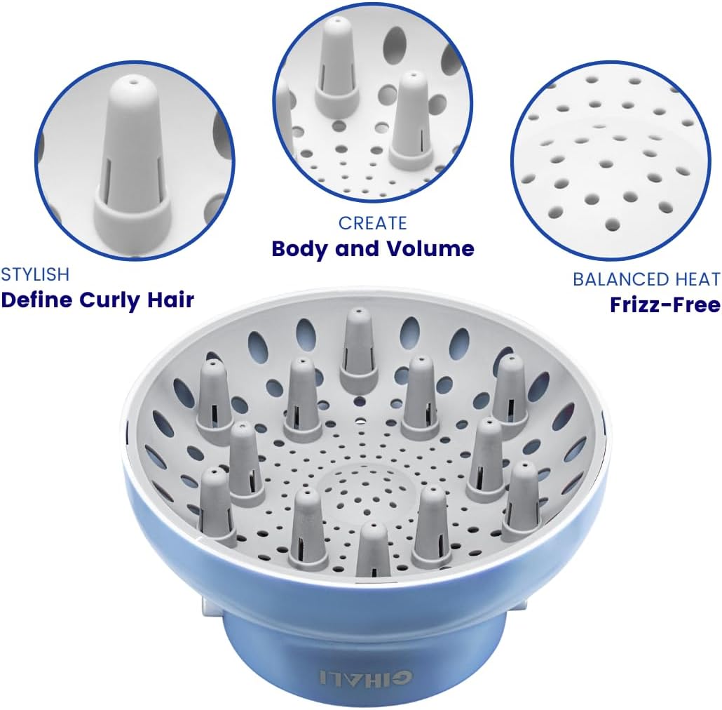 Diffuseur cheveux bouclés - universel, solide, 4.4-6.6cm, anti-frisottis