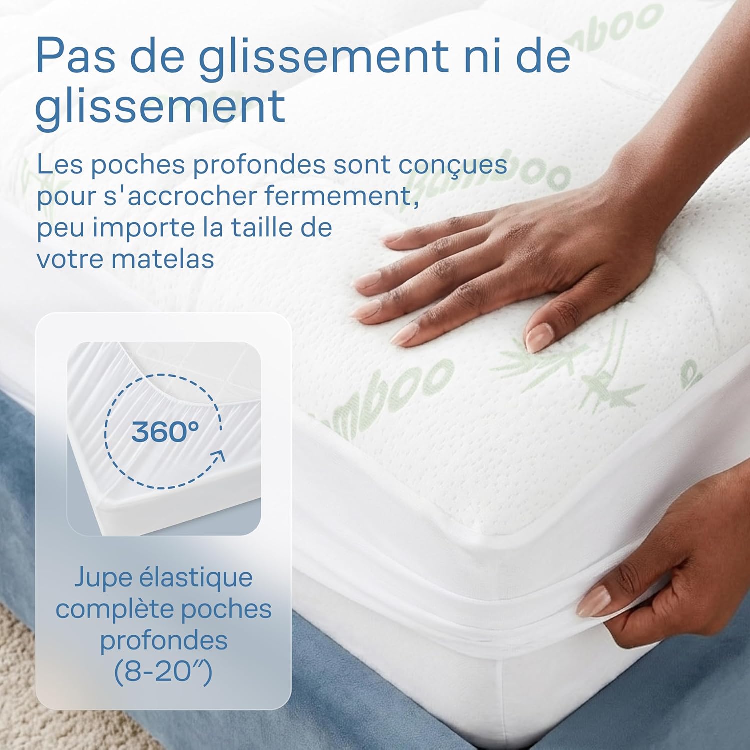 Surmatelas - Confort Nuage, 90x190cm - Ultra-doux, respirant, bambou