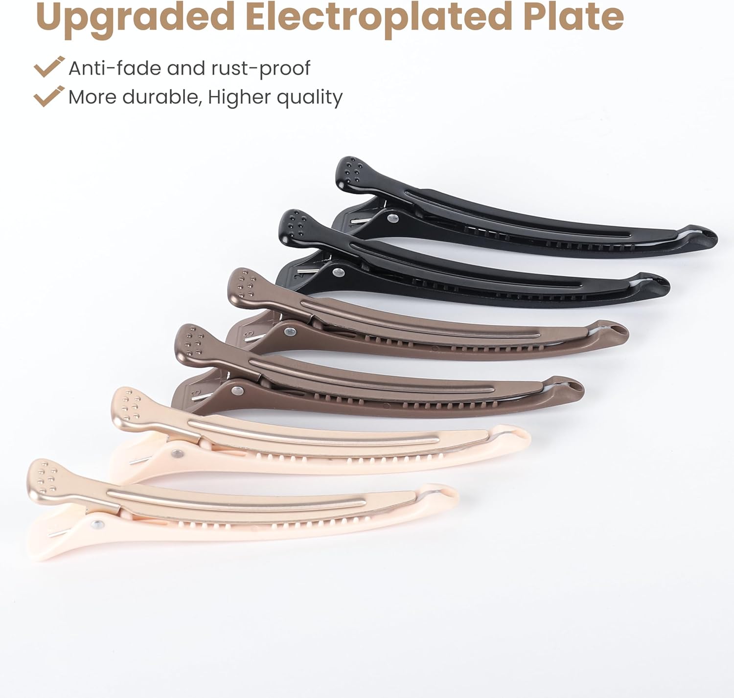 AIMIKE - pinces à cheveux pro, lot de 6, antidérapantes, ton terreux