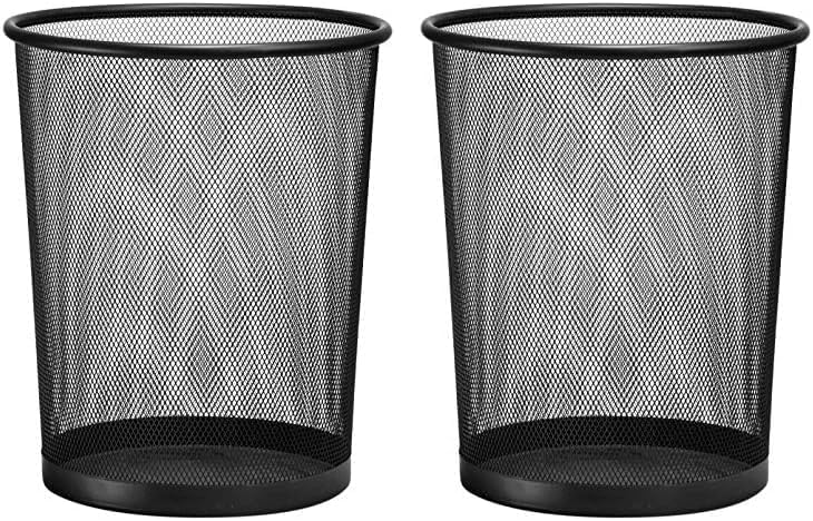 D.RECT - corbeille métal maille 19L - ronde - lot de 2, noir