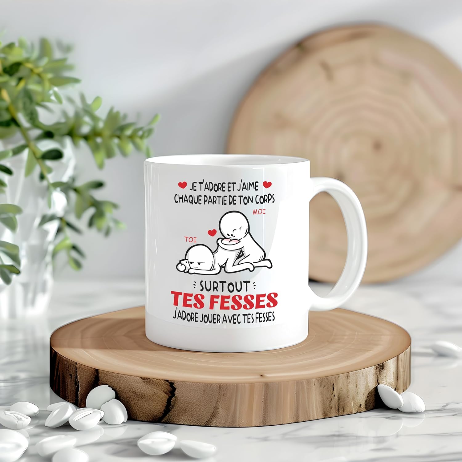 Mug - tasse couple humour cadeau original amoureux, 325ml, céramique