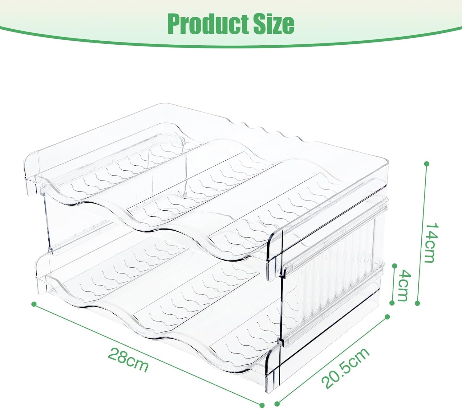 Range-bouteille plastique empilable 2 pièces, 6 bouteilles, pour frigo