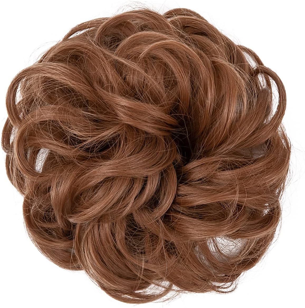 JJstar – Chignon postiche bouclé, élastique, cheveux naturels, auburn clair