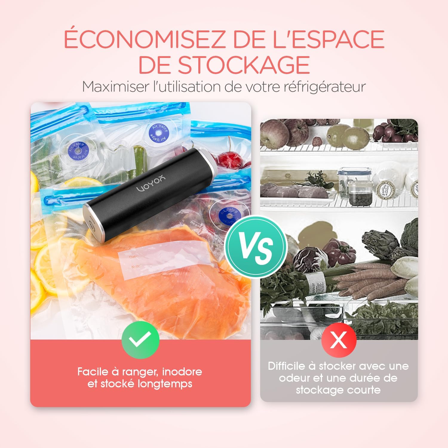 VOYOR - mini machine sous vide portable - compact - Pompe + 5 sacs