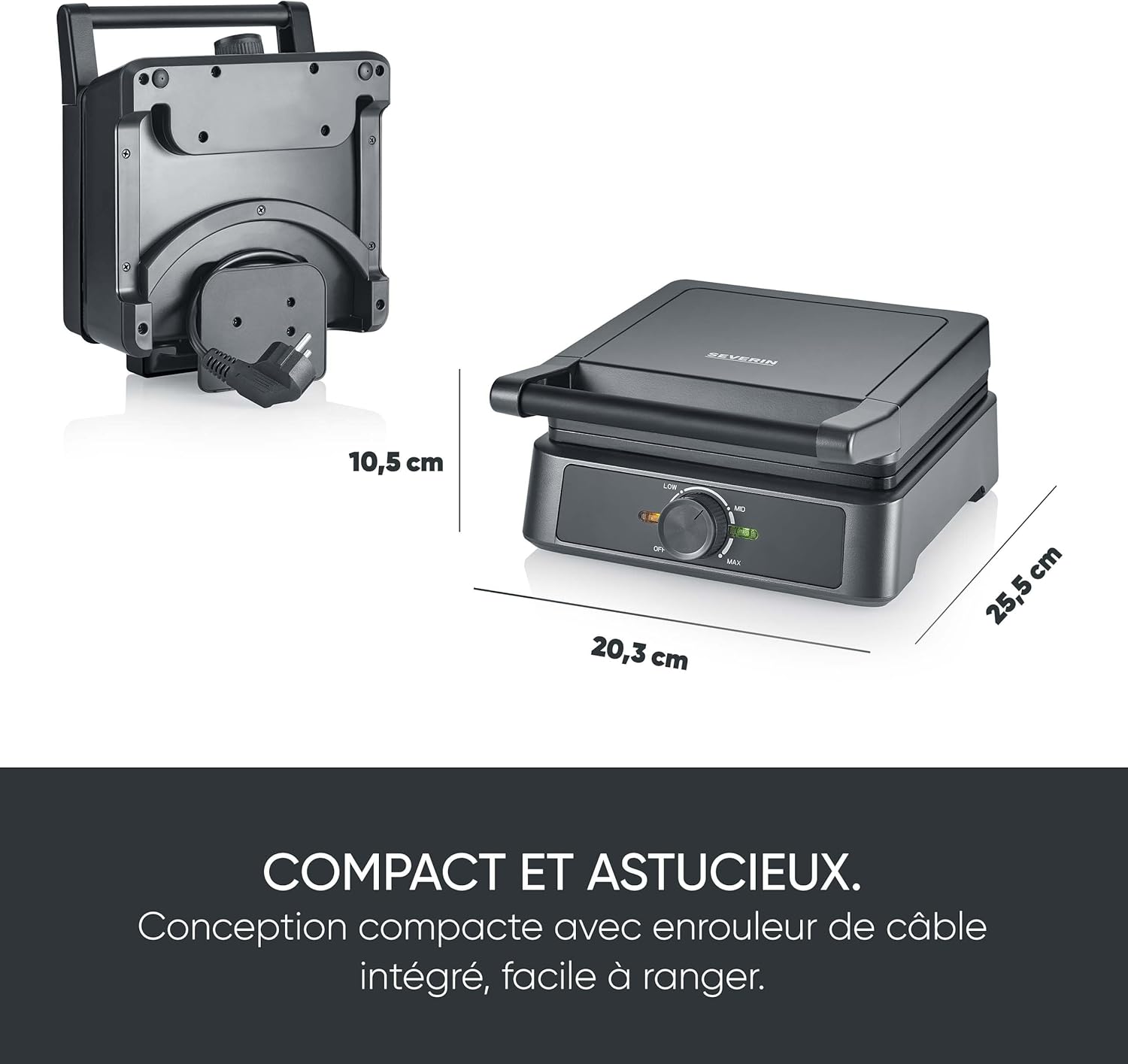 SEVERIN - gaufrier compact - 1600W, antiadhésif, sans PFAS, WA 2130