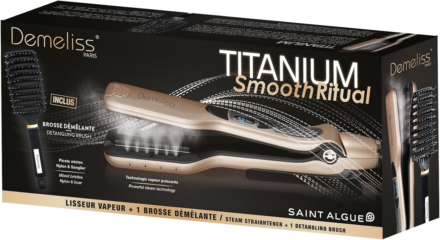 Saint Algue - Demeliss Smooth Ritual - lisseur vapeur, hydratation intense, tous cheveux - Titanium SMOOTH RITUAL