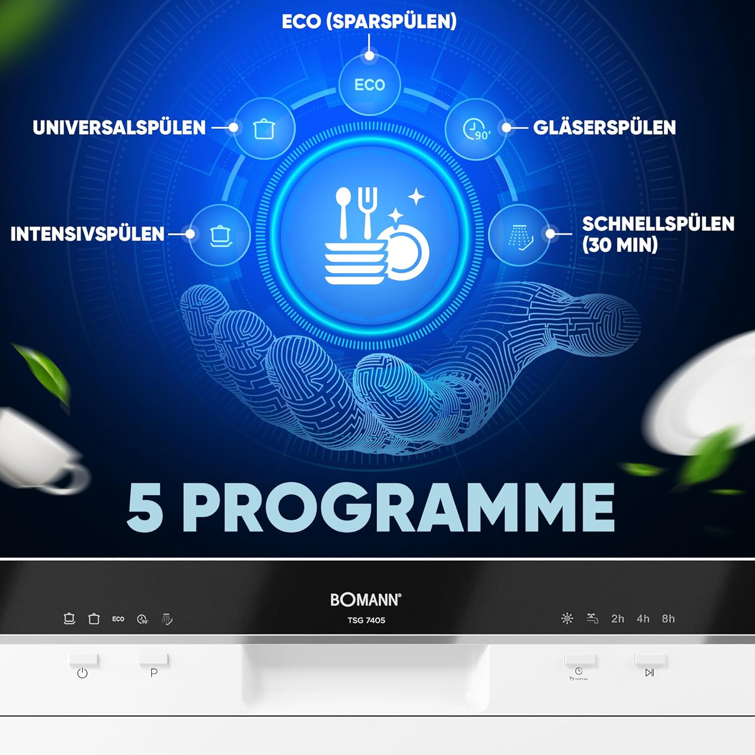 Bomann - lave-vaisselle compact - 43,8x55x50cm - 6 réglages, ouverture auto, TSG7405