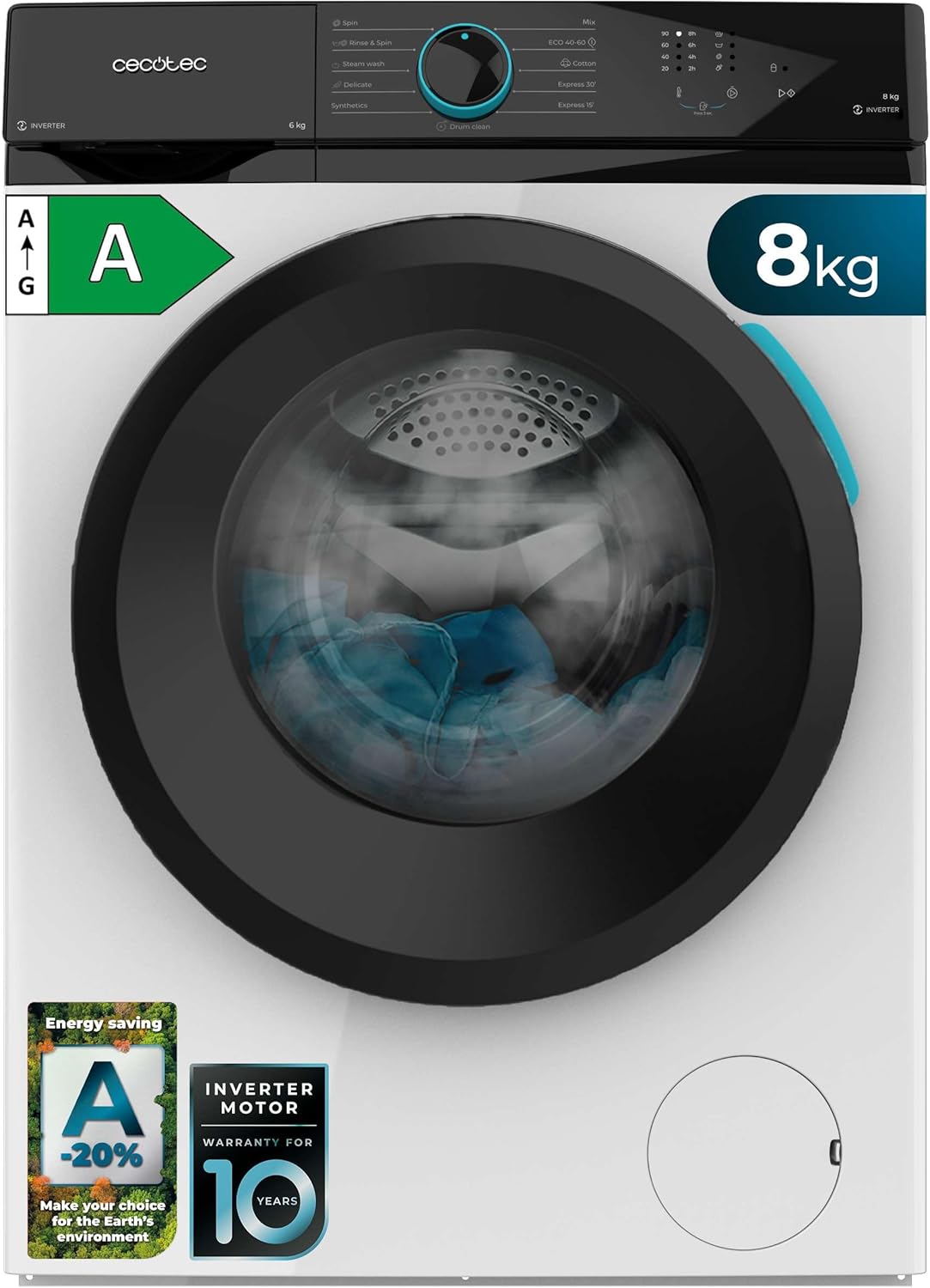 Cecotec - Bolero DressCode 8Kg 1200tr/min 11 programmes - Inverter