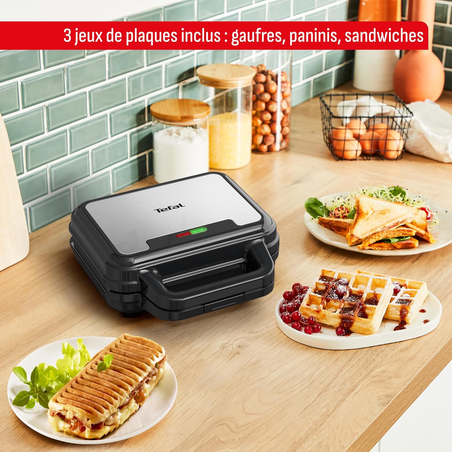 Tefal - UltraCompact 3-en-1 - compact - 3 plaques incluses, 700W, rangement facile, SW383D10