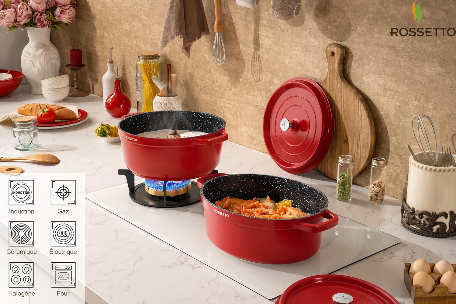 Rossetto - cocotte ovale - 31cm, 6,3L, fonte alu, induction, 230℃