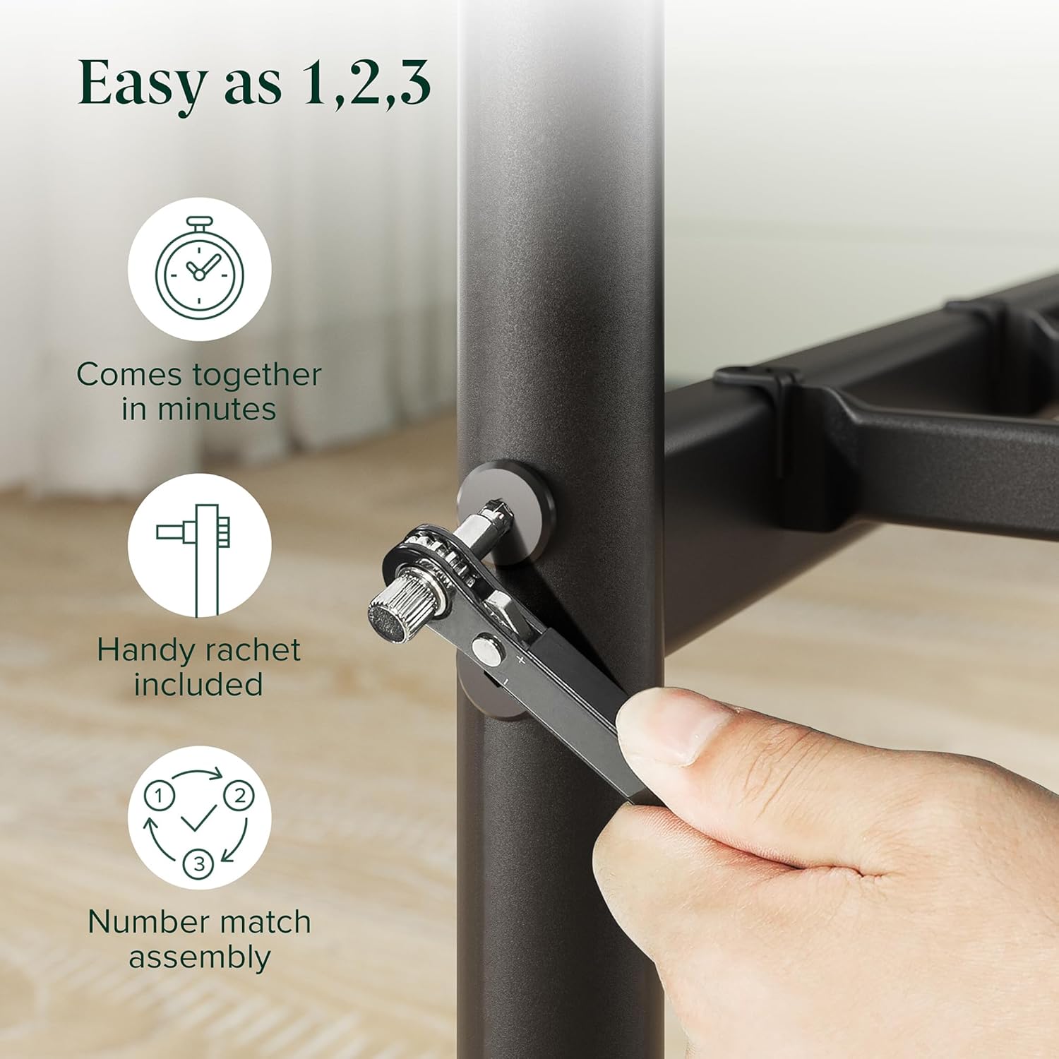 Zinus - Florence - 140x190 cm - sommier métal robuste, tête de lit, rangement