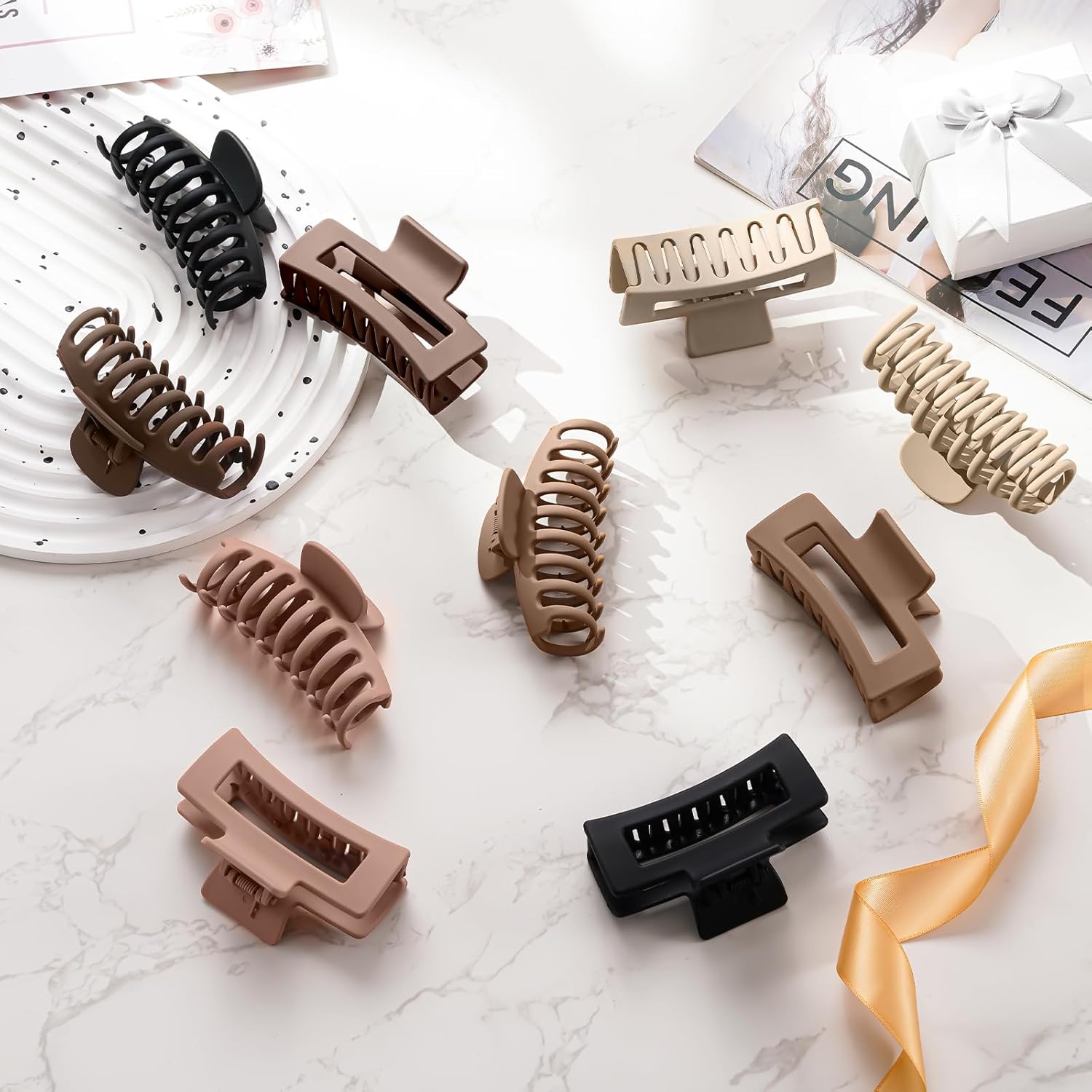 Lolalet - Pince à cheveux double dents - 8cm - Lot 10, épaisseurs variées, couleurs multiples