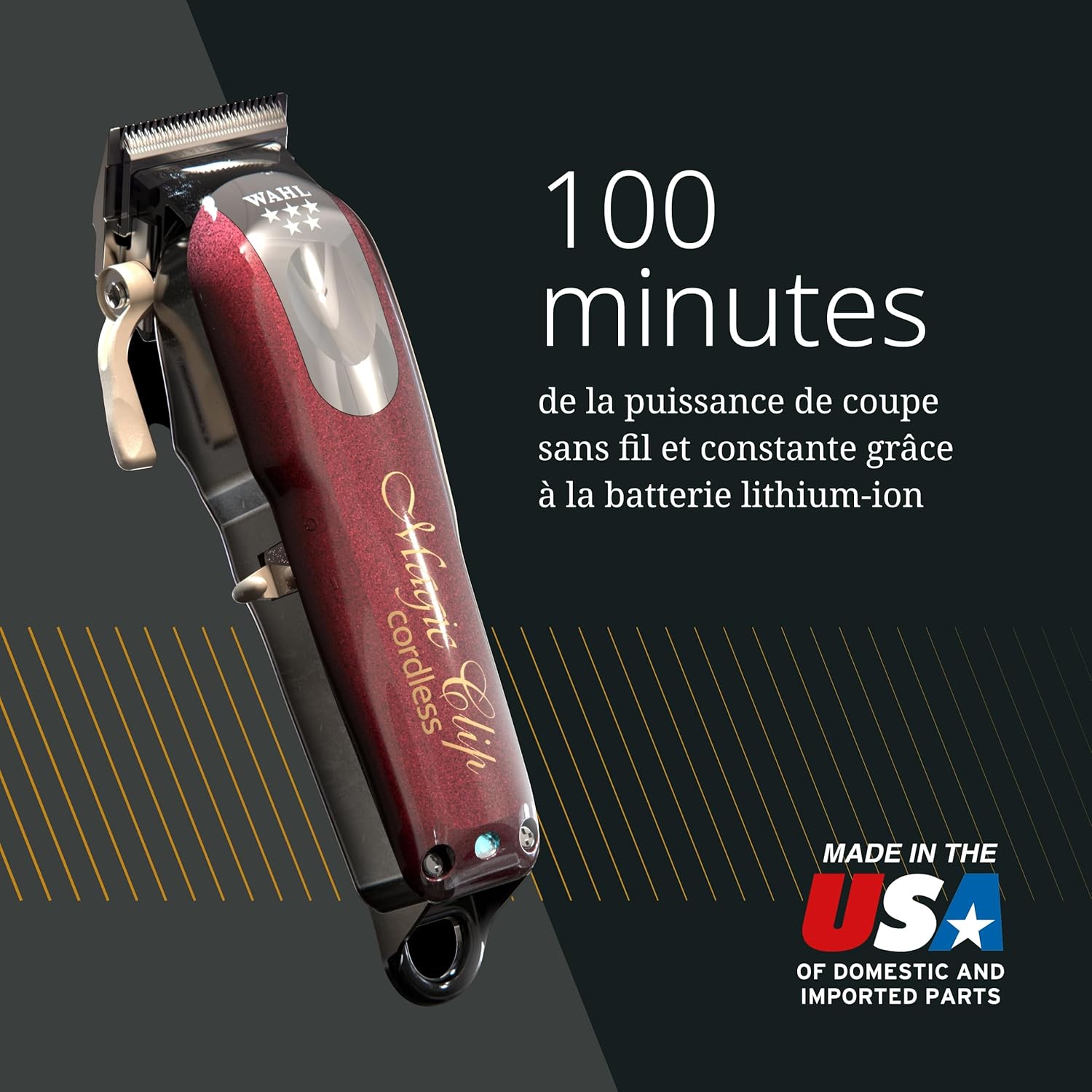 Wahl - Magic Clip Série - tondeuse sans fil, rouge, coupe précise